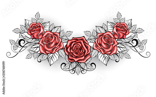 Dotwork Red Roses Tattoo