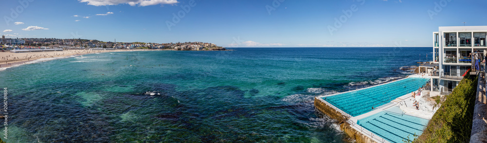 Swimming pool overlooking Bondi beach in Sydney, NSW, Australia
