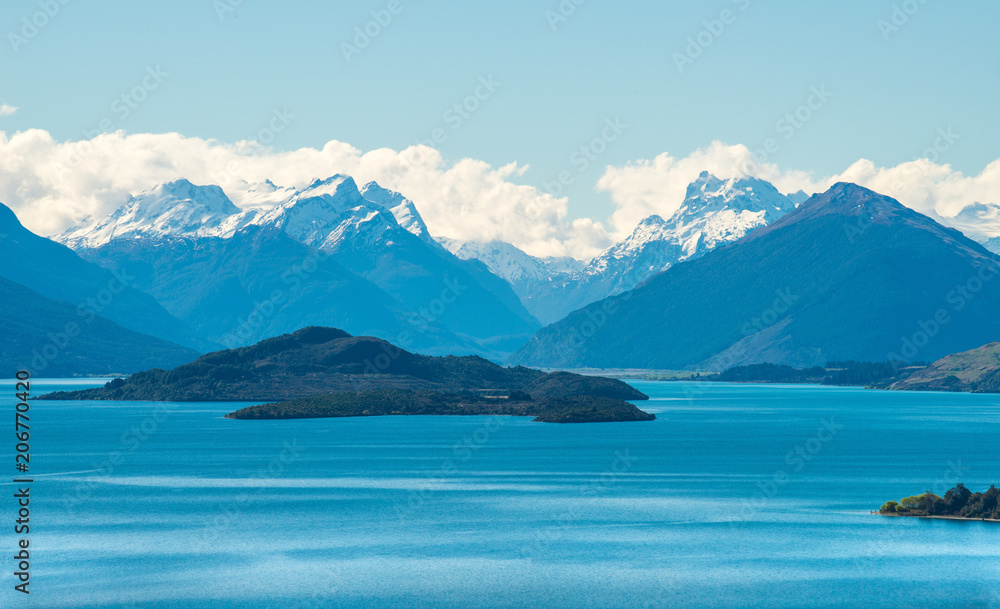 View from the head of lake Wakatipu the third largest lake in New Zealand.