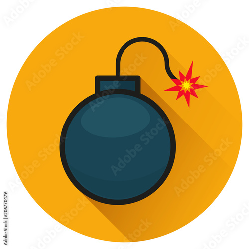 bomb circle orange flat icon
