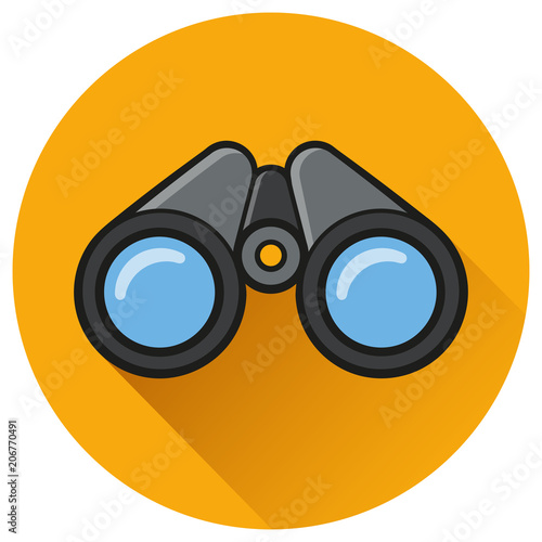 binoculars circle flat orange icon