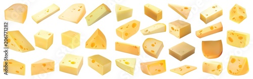 cheeses isolated on white background. Cheese set. Modern style realistic vector illustration.