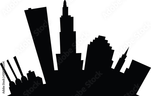 Cartoon skyline of the downtown of the city of  Providence, Rhode Island, USA.