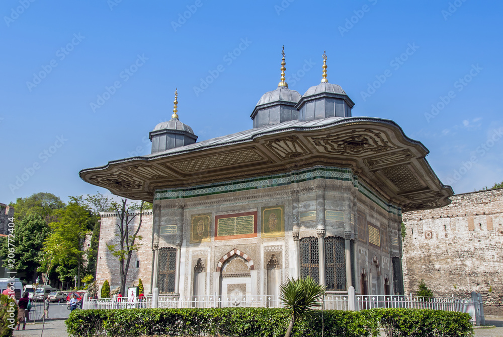 Istanbul, Turkey, 12 May 2006: III. Ahmet Fountain is an Ottoman Fountain at Topkapi Palace in the Sultanahmet district of Istanbul.