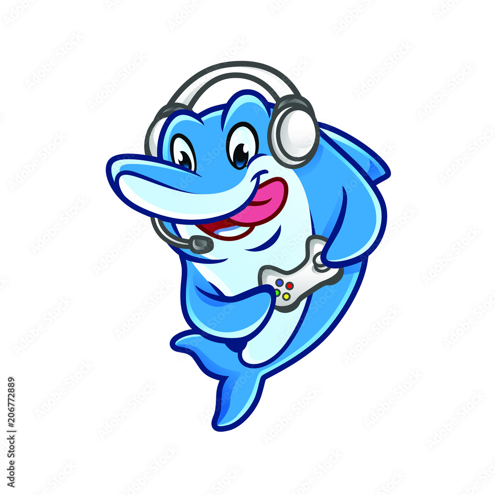Naklejka premium Dolfin games Mascot Design Vector