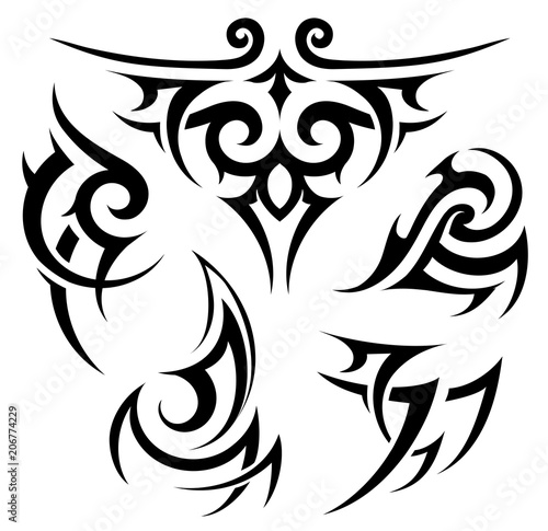 Tribal tattoo set on white