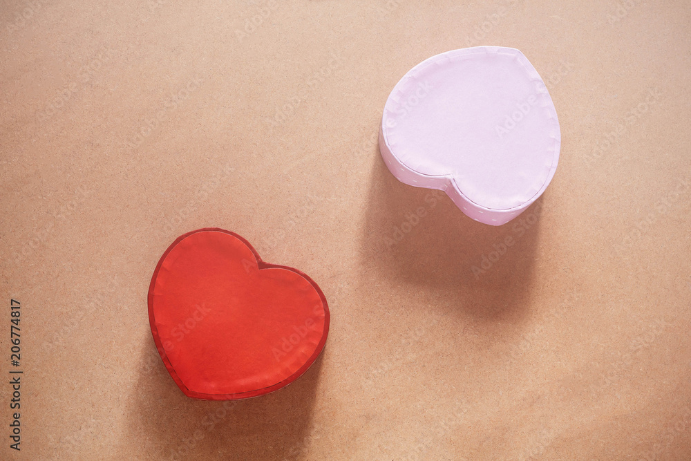 paper hearts on the wooden.. paper hearts on the wooden..