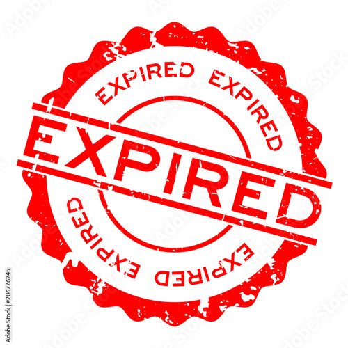 Grunge red expired word round rubber seal stamp on white background