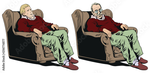 Man in armchair. Stock illustration.