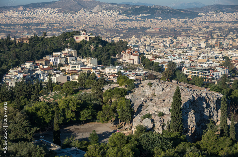 Areopagus (Mars Hill) overlooking National Observatory of Athens,  Greece