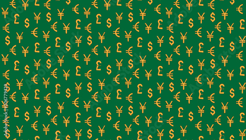 Money currency pattern background. world currency of dollar, euro, pound and yen sings