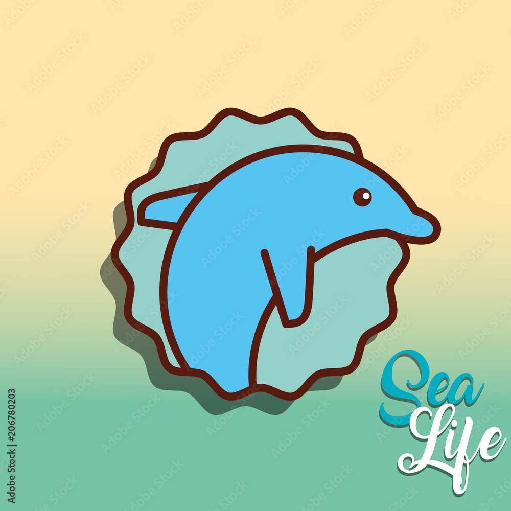 Naklejka premium cetacean dolphin sea life cartoon animal underwater vector illustration