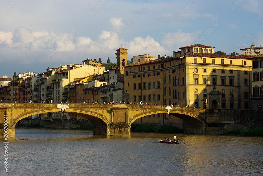 View of the Arno river in Florence, Tuscany, Italy