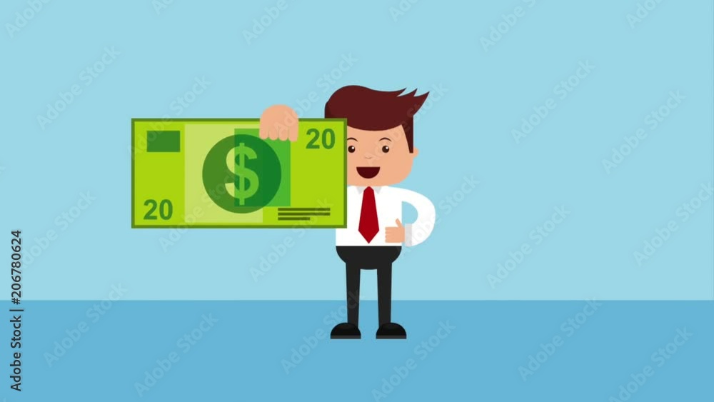 businessman holding banknote dollar money animation hd businessman holding banknote dollar money animation hd