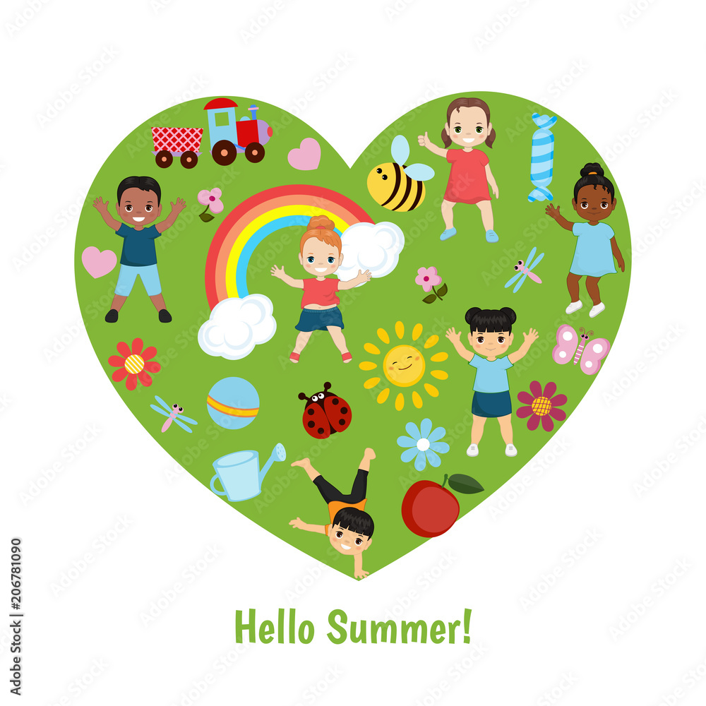 Naklejka premium Vector illustrations with kids icons.