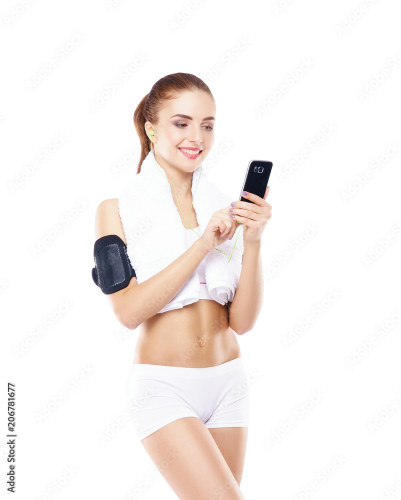 Young and sporty woman isolated on white background Young and sporty woman isolated on white background