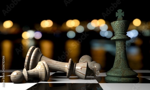 International Chess Players concept with seasoned veteran business gamer. Naughty The elders who are good at chess instead of the good old people. Business Success Business failed 3D rendering