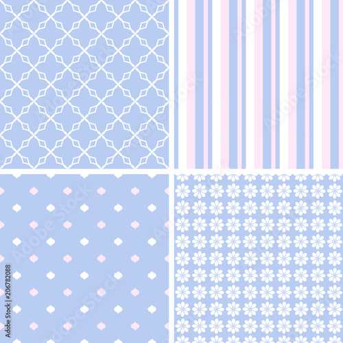 Retro different vector seamless patterns.