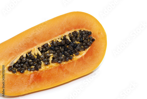 Top view of Papaya isolated on white background.