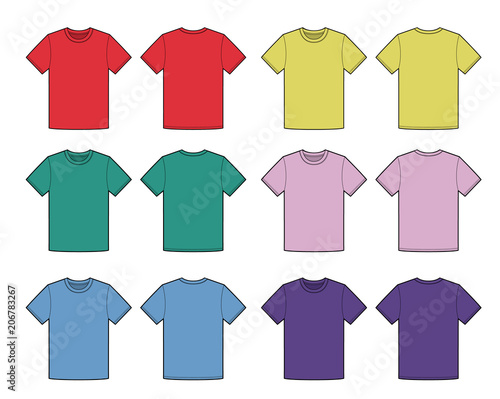 T-shirt top tee fashion flat technical drawing template