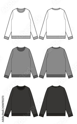 Sweatshirt fashion flat technical drawing template