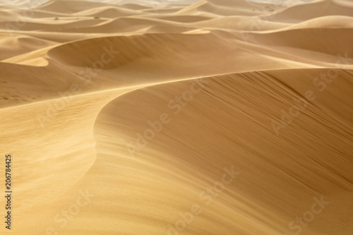 abstract shape of orange dunes in Sahara desert in Morocco