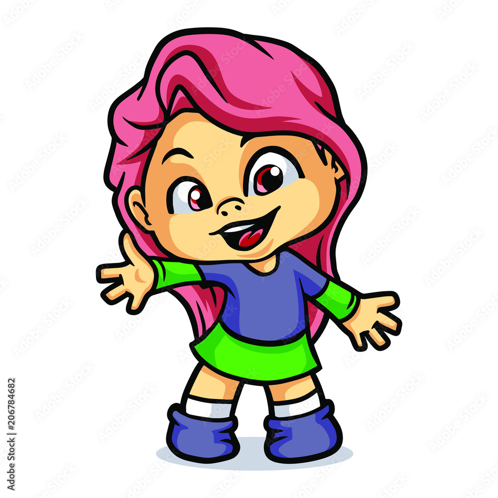 Happy Girl Mascot Design Vector