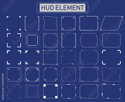 Set of hud frame elements on blue background vector illustration  f photo