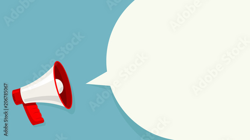Megaphone white bubble for social media marketing concept. Vector announce for marketing