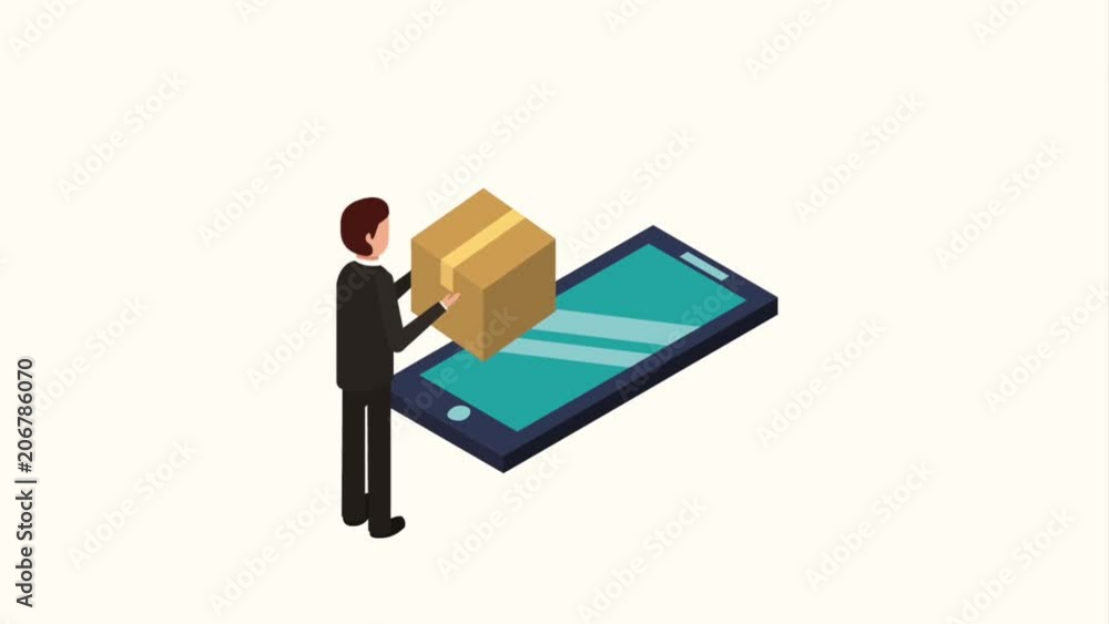 businessman phone cardboard box delivery service animation hd businessman phone cardboard box delivery service animation hd