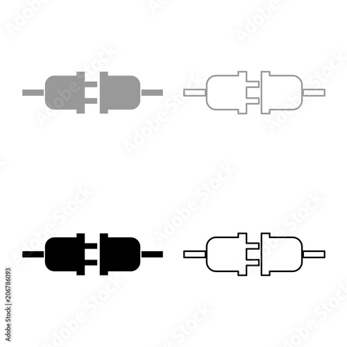 Socket and plug icon set grey black color