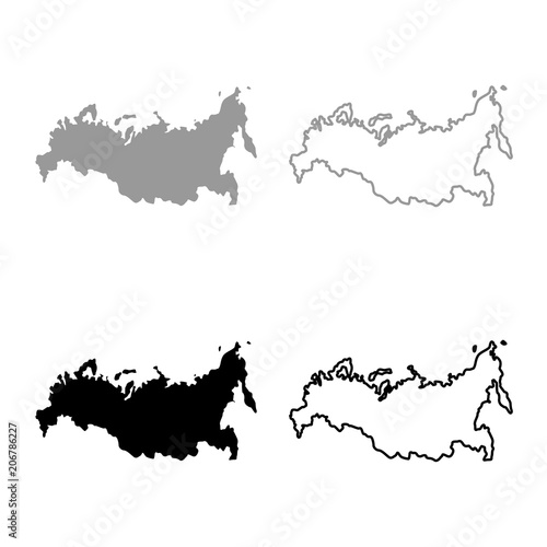 Map of Russian icon set grey black color
