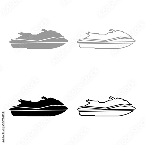 Waverunner icon set grey black color