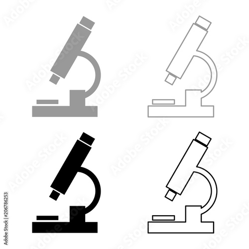 Microscope icon set grey black color