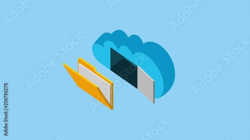 cloud storage folder file data sending animation