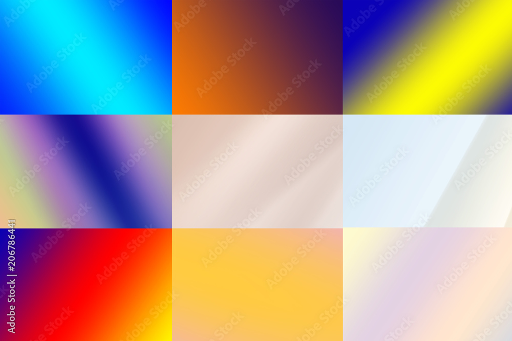 Multicolor Abstract blurred gradient set. Modern gradient background. Empty space for text and design