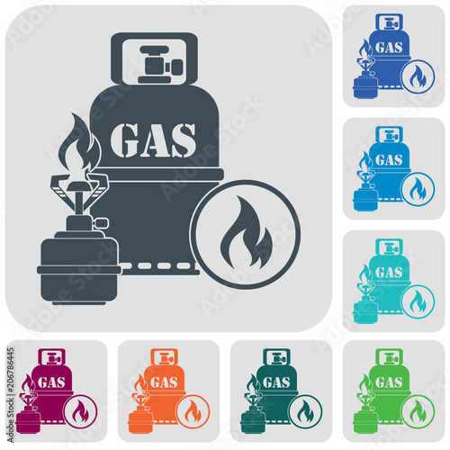 Camping stove with gas bottle icon