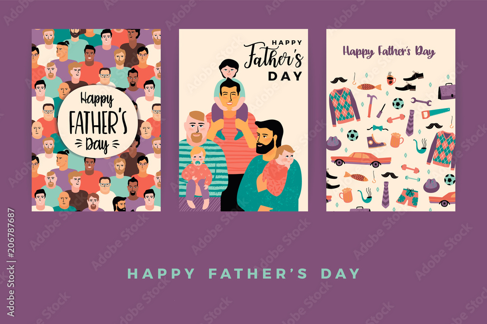 Fototapeta premium Happy Fathers Day. Vector templates.