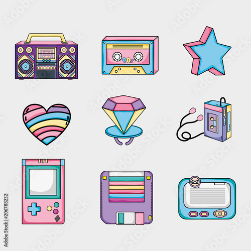 Set of pop art cartoons