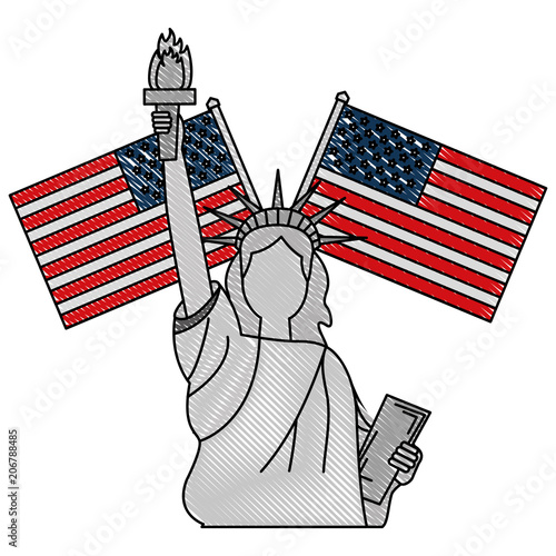 statue of liberty and crossed flag american vector illustration photo