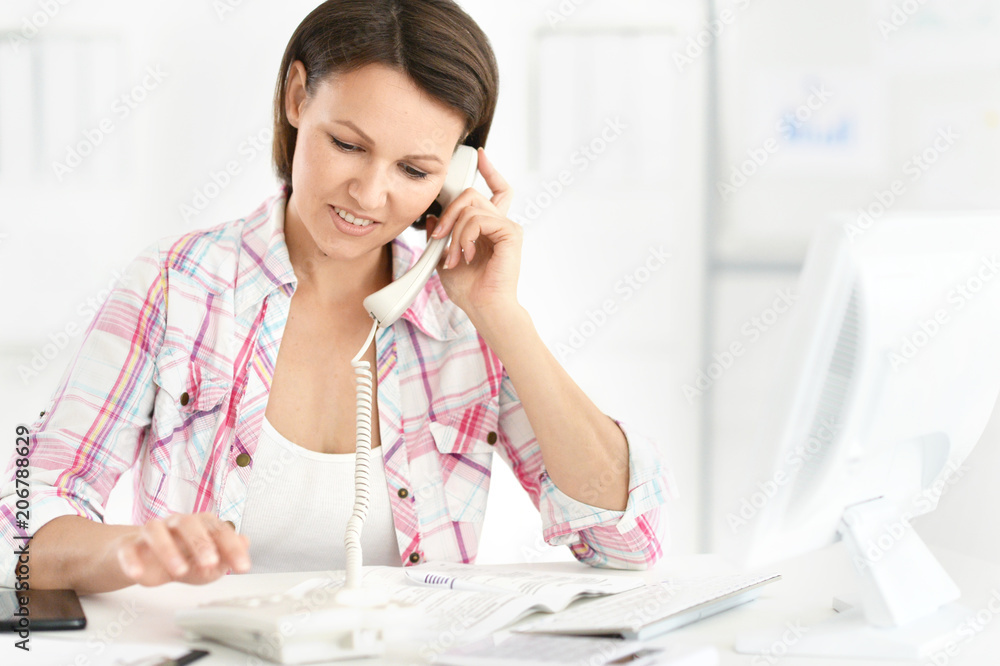 Businesswoman talking on the phone Businesswoman talking on the phone