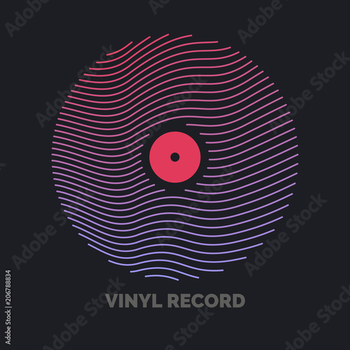 Poster of the Vinyl record. Vector illustration on dark background