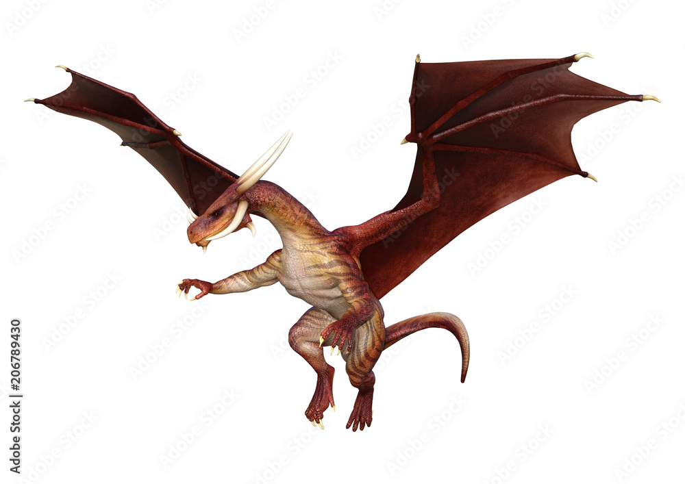 Fototapeta premium 3D Fantasy Fantasy Dragon na białym tle