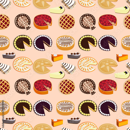 Homemade organic pie dessert vector illustration fresh golden rustic gourmet ...