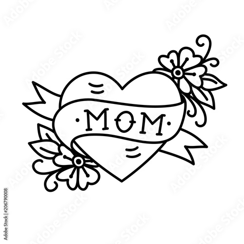 Tatoo with Mom inscription in heart shape