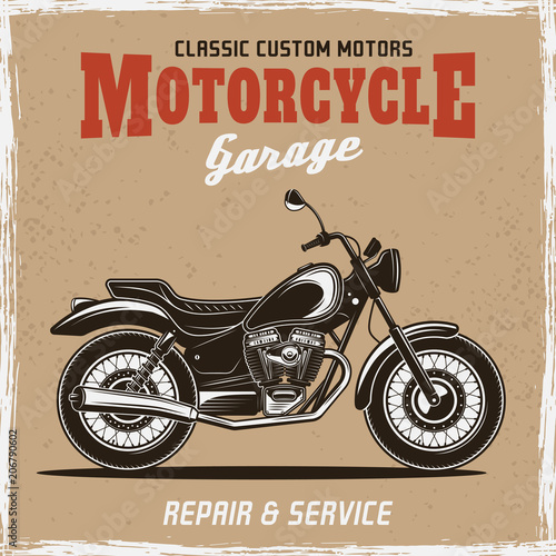 Motorcycle vintage poster with headline text