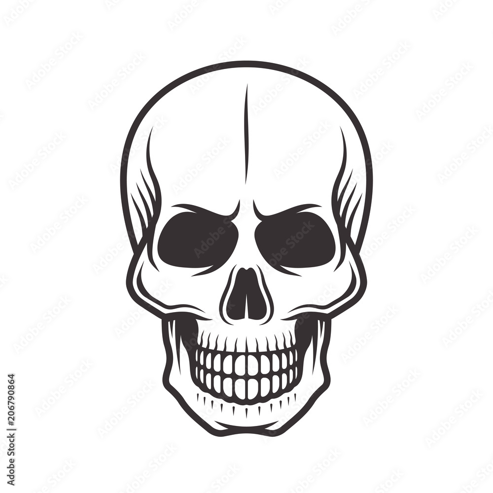 Human skull monochrome style vector illustration Human skull monochrome style vector illustration