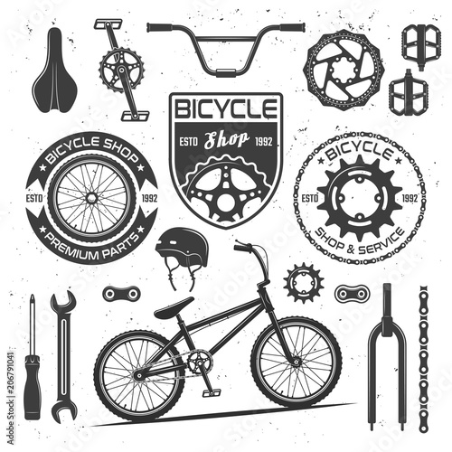 Bicycle vector black elements, badges, labels