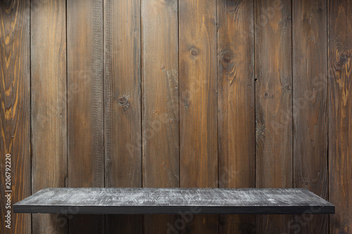 wooden shelf at plank background texture