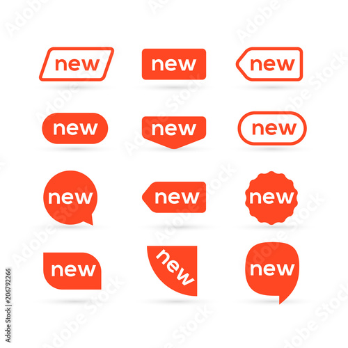 New sticker flat style tag design. New promotion label isolated for advertising. Icon new sign for market